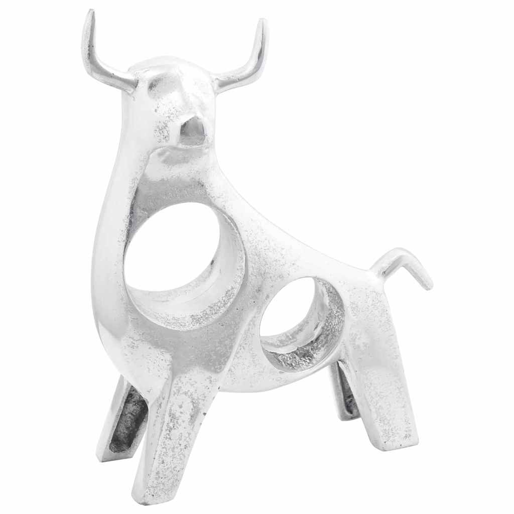 Skulptura bika Srebrno 22 x 9,5 x 34 cm Aluminij
