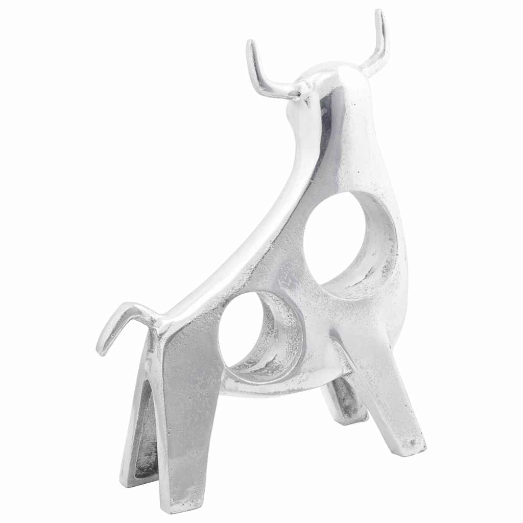 Skulptura bika Srebrno 22 x 9,5 x 34 cm Aluminij