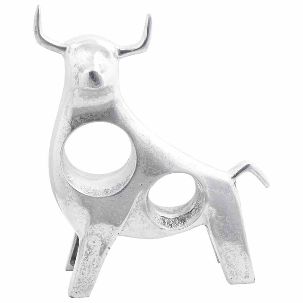 Skulptura bika Srebrno 22 x 9,5 x 34 cm Aluminij