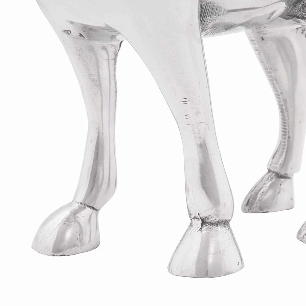 Skulptura bika Srebrno 20 x 17 x 23 cm Aluminij
