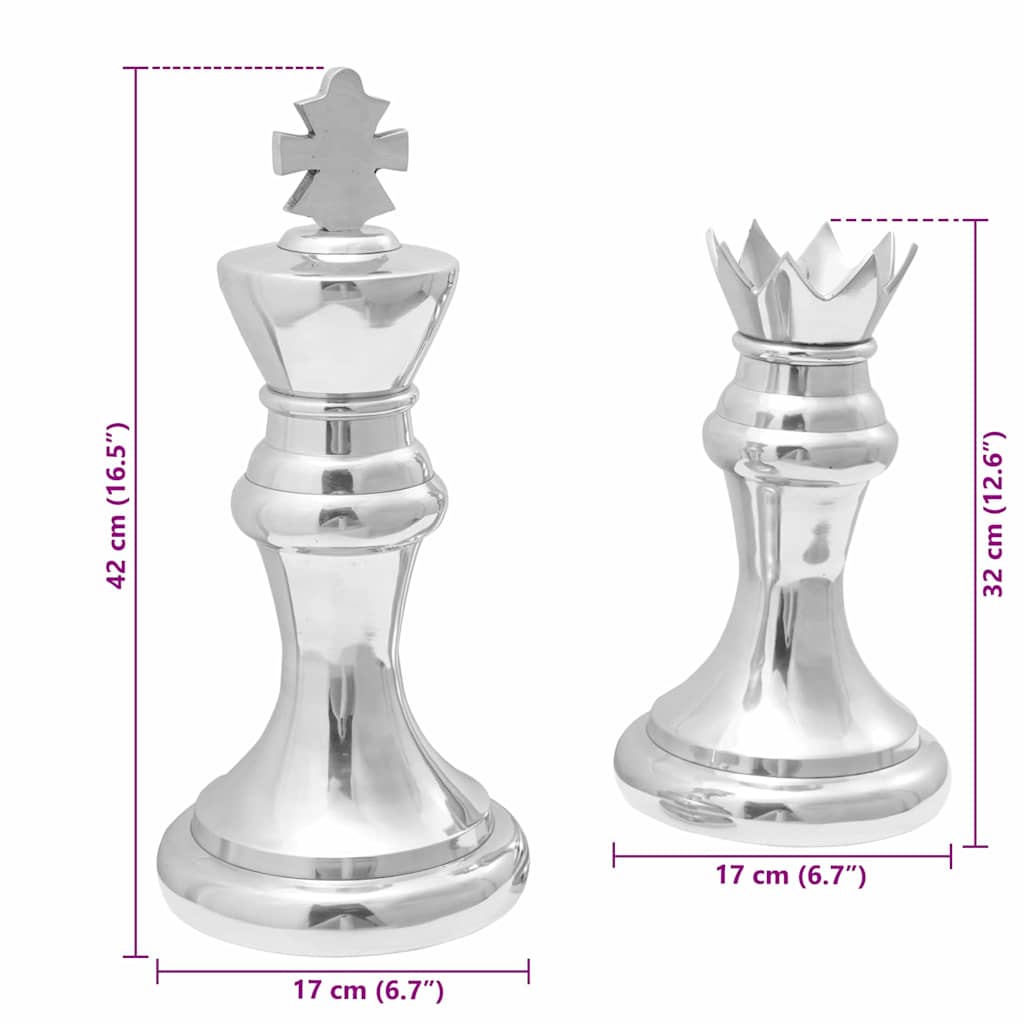Skulpture 2 pcs Srebrno 17 x 17 x 42 cm Aluminij