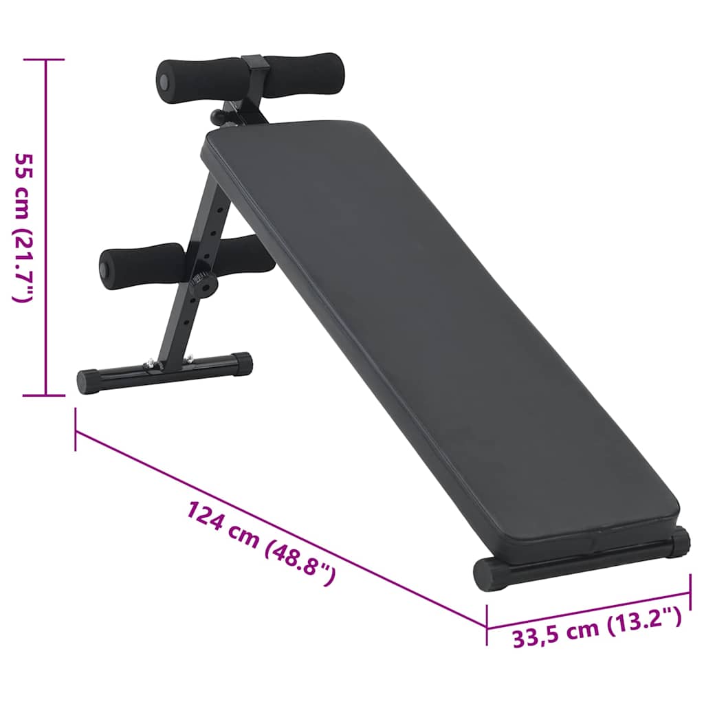 Klupa za trbušnjake Crna 124 x 33,5 x 55 cm