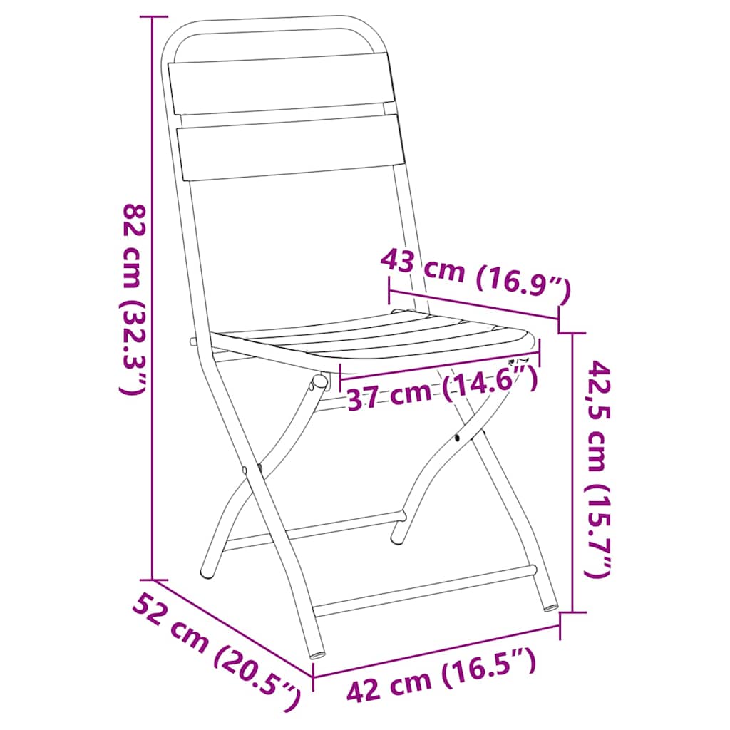 Sklopiva stolica za vrt 2 pcs Gorušica 42 x 52 x 82cm