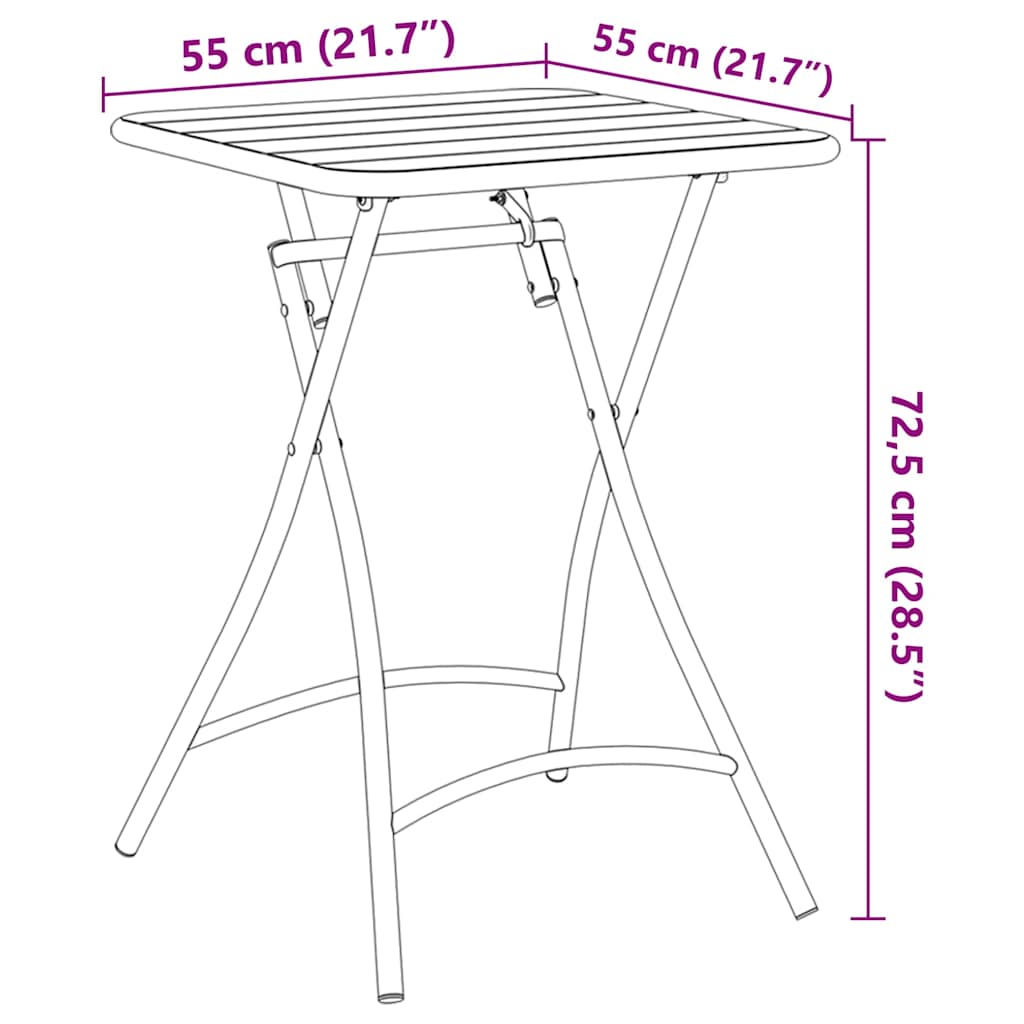 Bistro Stol Tamnozelena 55 x 55 x 72,5 cm Čelik s prahom