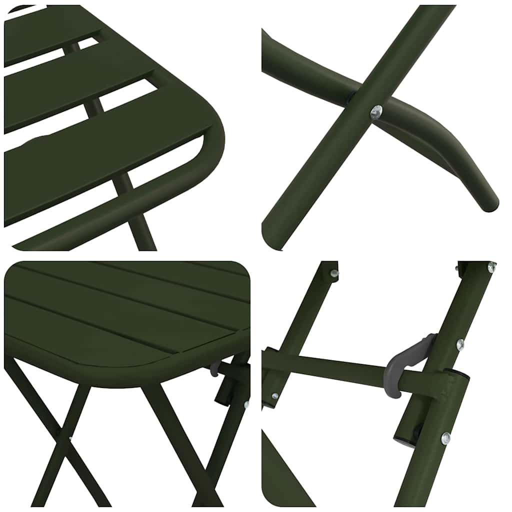 Bistro set 3 pcs Zelena Čelik