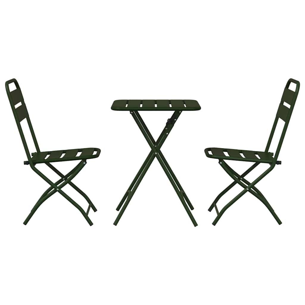 Bistro set 3 pcs Zelena Čelik