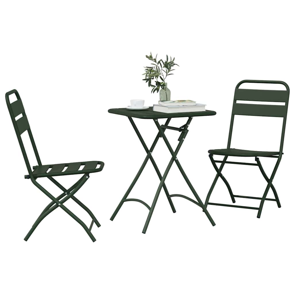 Bistro set 3 pcs Zelena Čelik
