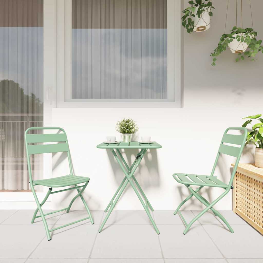 Bistro set 3 pcs Zelena Čelik