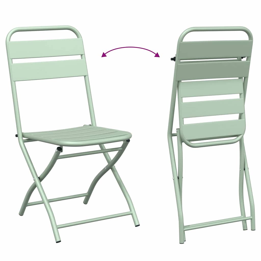 Bistro set 3 pcs Zelena Čelik