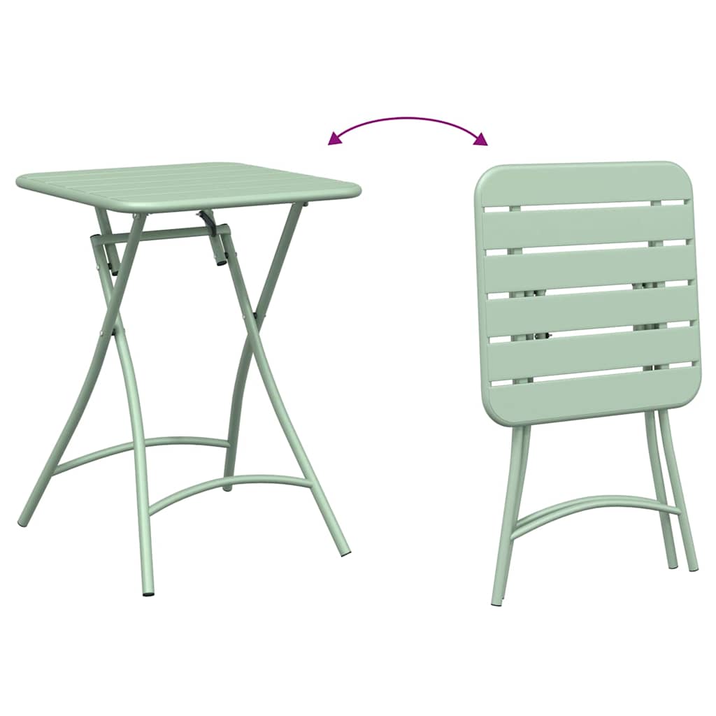 Bistro set 3 pcs Zelena Čelik