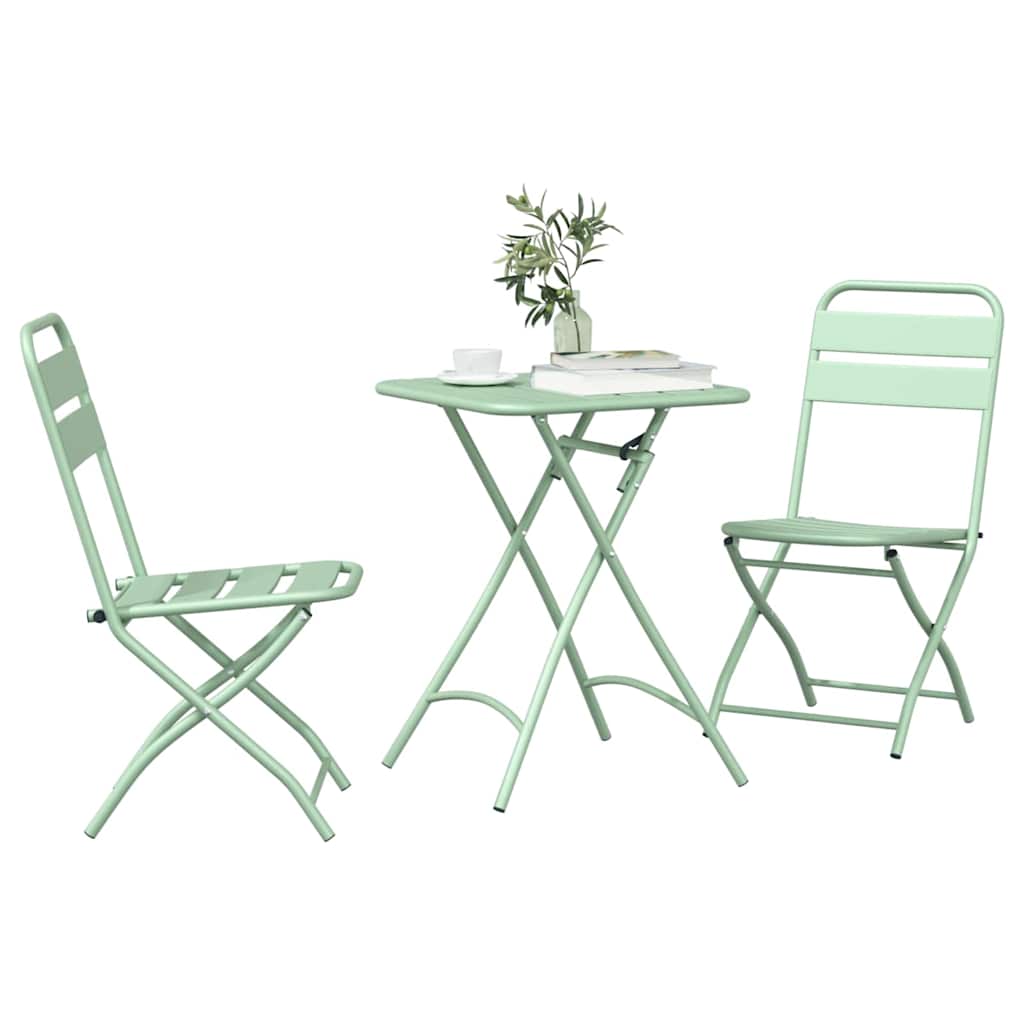 Bistro set 3 pcs Zelena Čelik