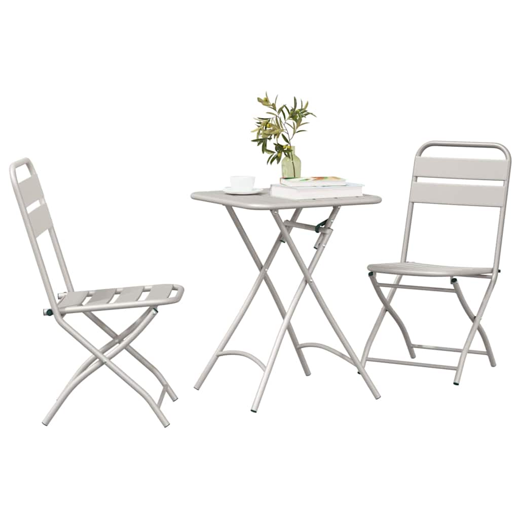 Bistro set 3 pcs Bež Čelik