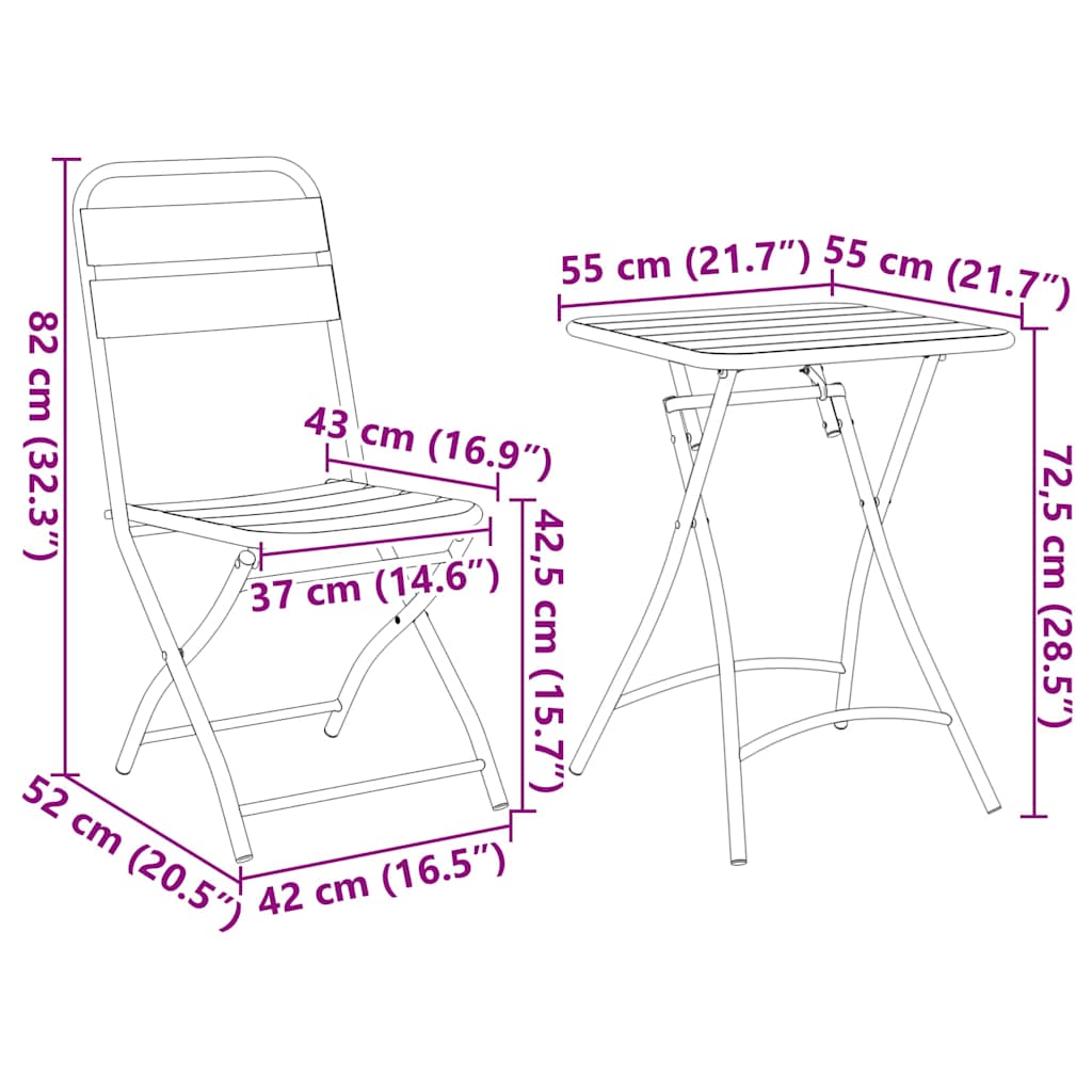 Bistro set 3 pcs Antracit Čelik