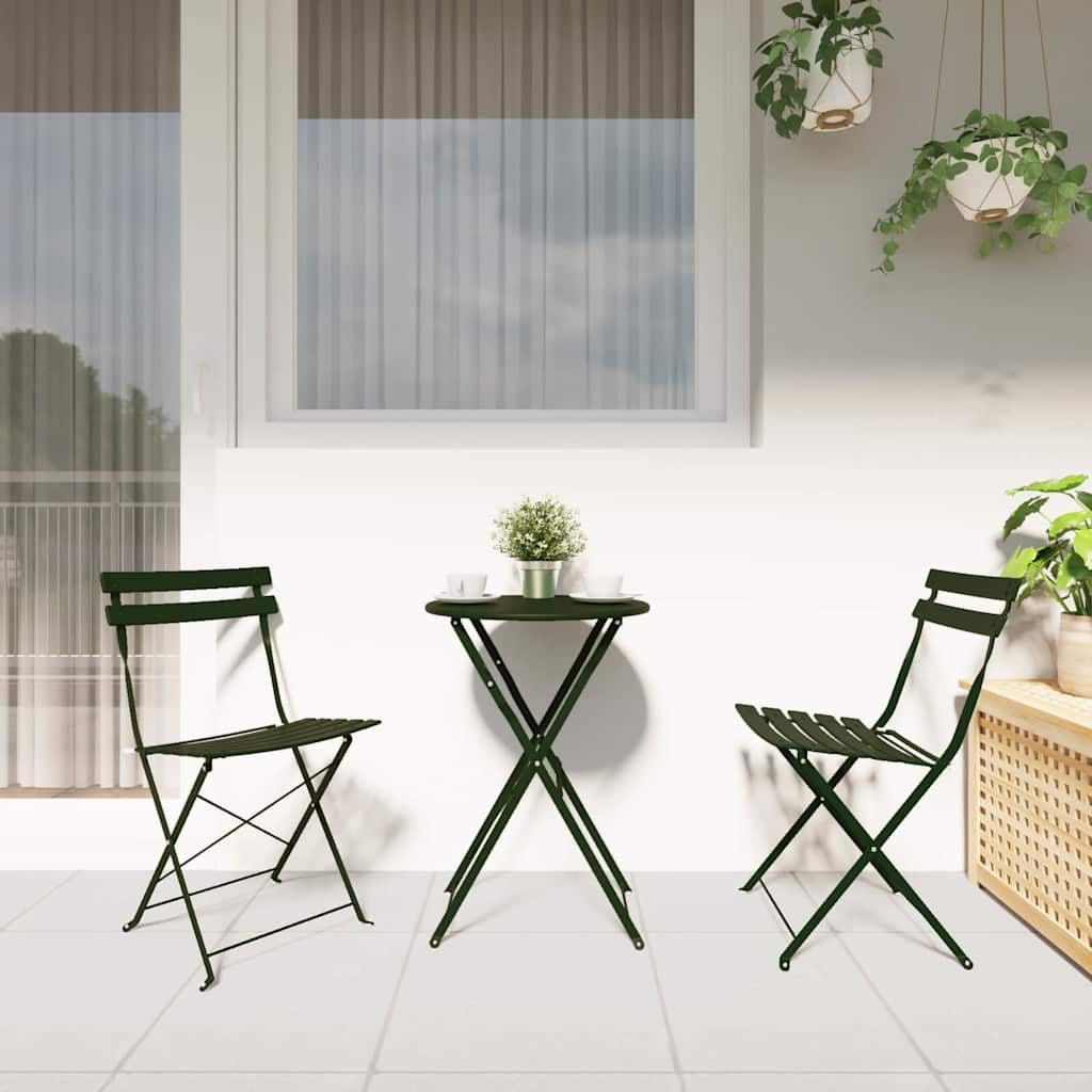 Sklopiva stolica za vrt 2 pcs Zelena 42 x 46 x 82cm Metal
