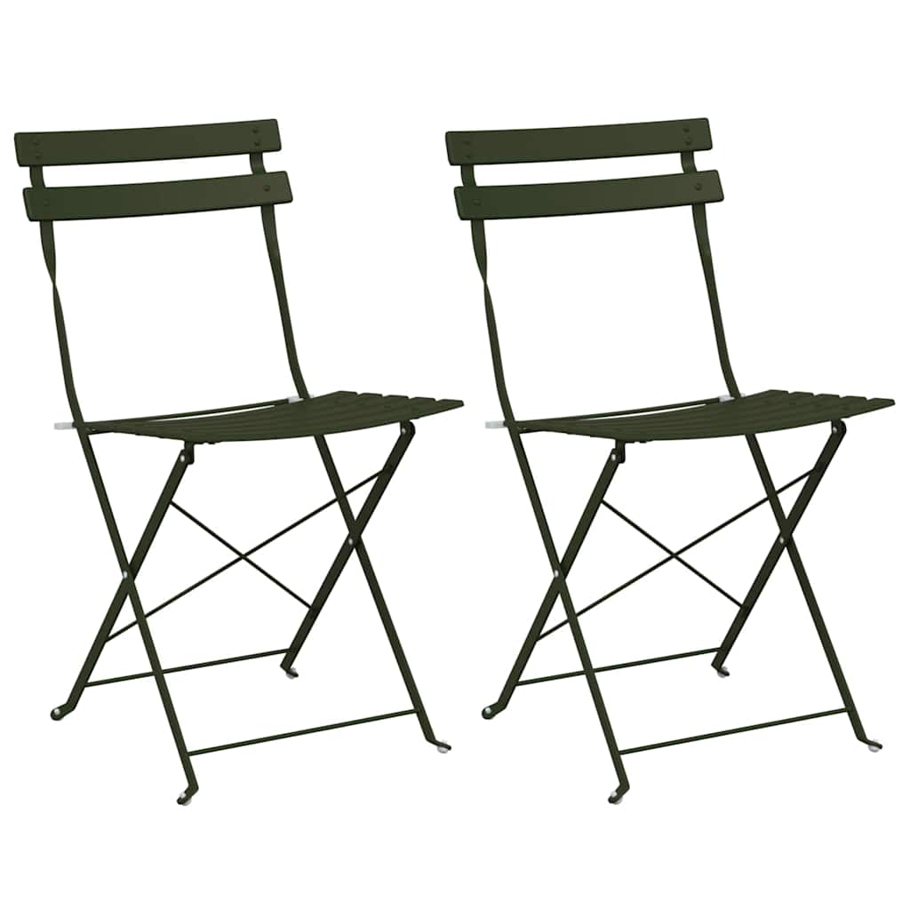 Sklopiva stolica za vrt 2 pcs Zelena 42 x 46 x 82cm Metal