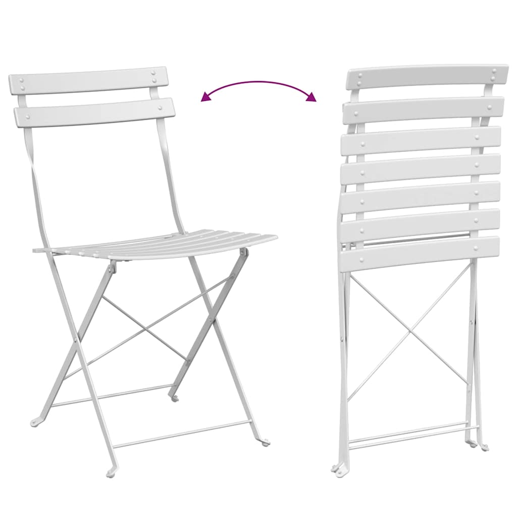Sklopiva stolica za vrt 2 pcs Bijelo 42 x 46 x 82cm Metal
