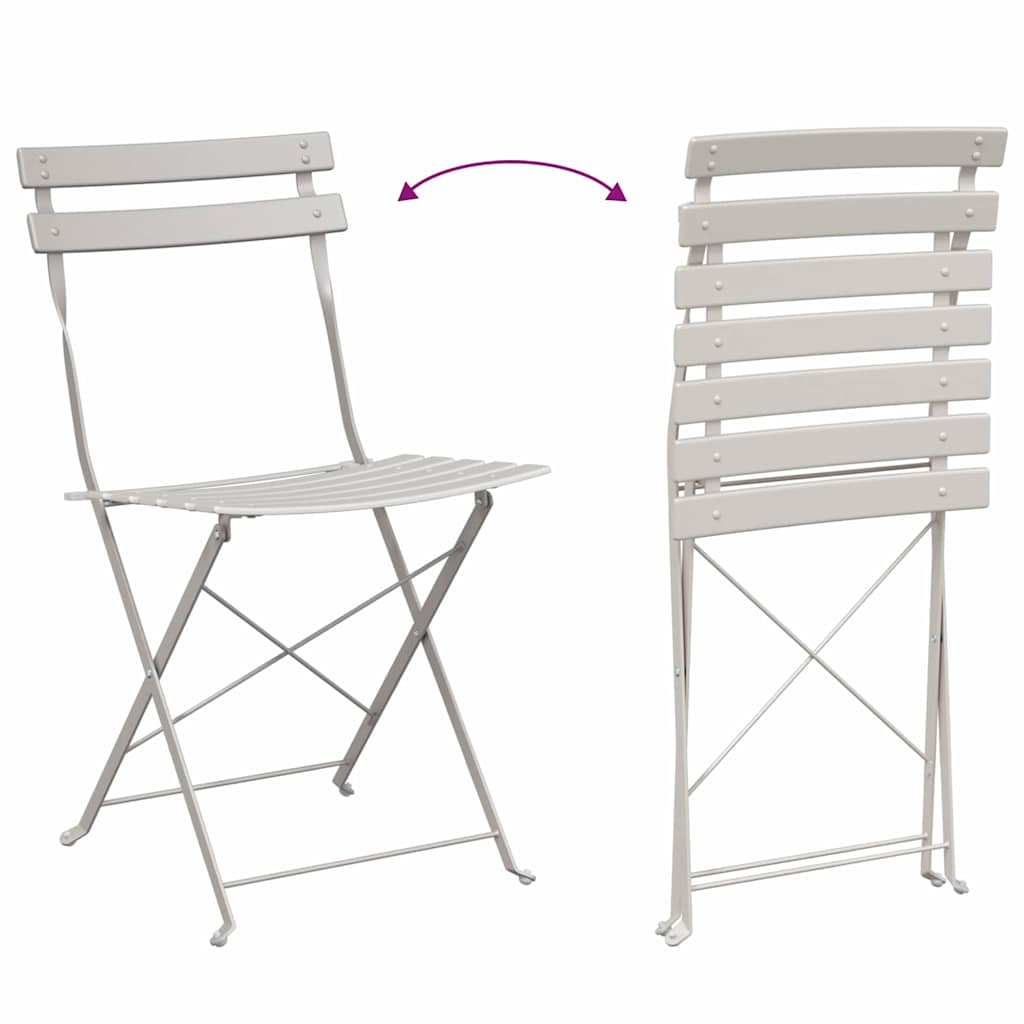 Sklopiva stolica za vrt 2 pcs Bež 42 x 46 x 82cm Metal