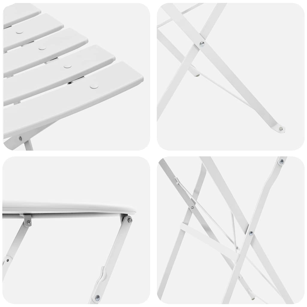 Sklopivi bistro set 3 pcs Bijelo Čelik