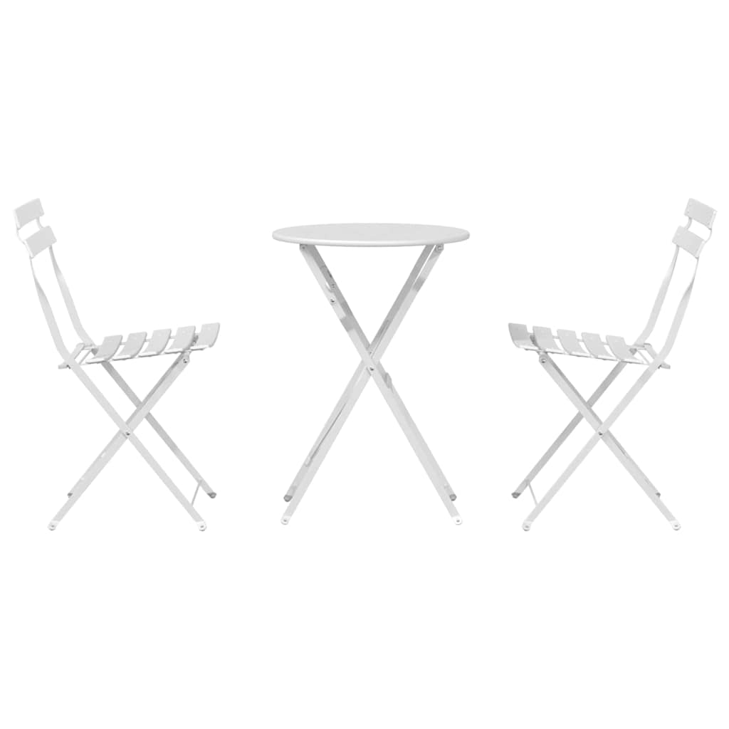 Sklopivi bistro set 3 pcs Bijelo Čelik
