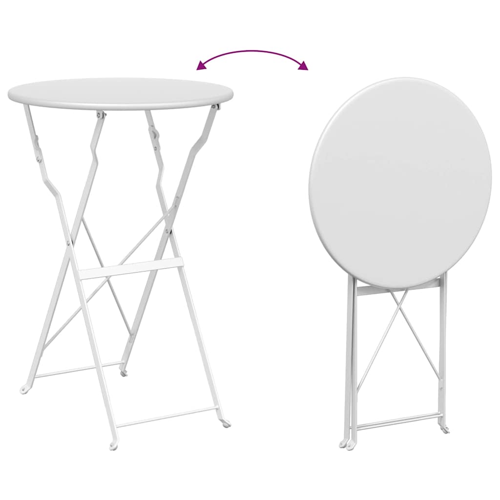 Sklopivi bistro set 3 pcs Bijelo Čelik