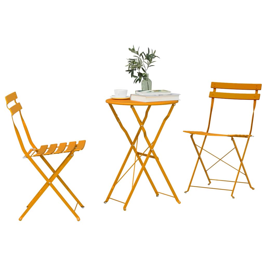Sklopivi bistro set 3 pcs Gorušica Čelik