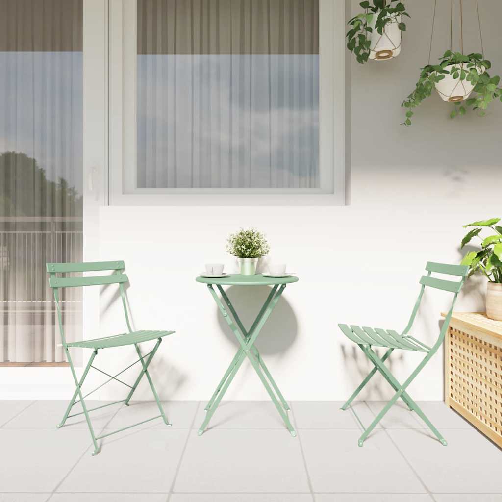 Sklopivi bistro set 3 pcs Morska pjena Čelik