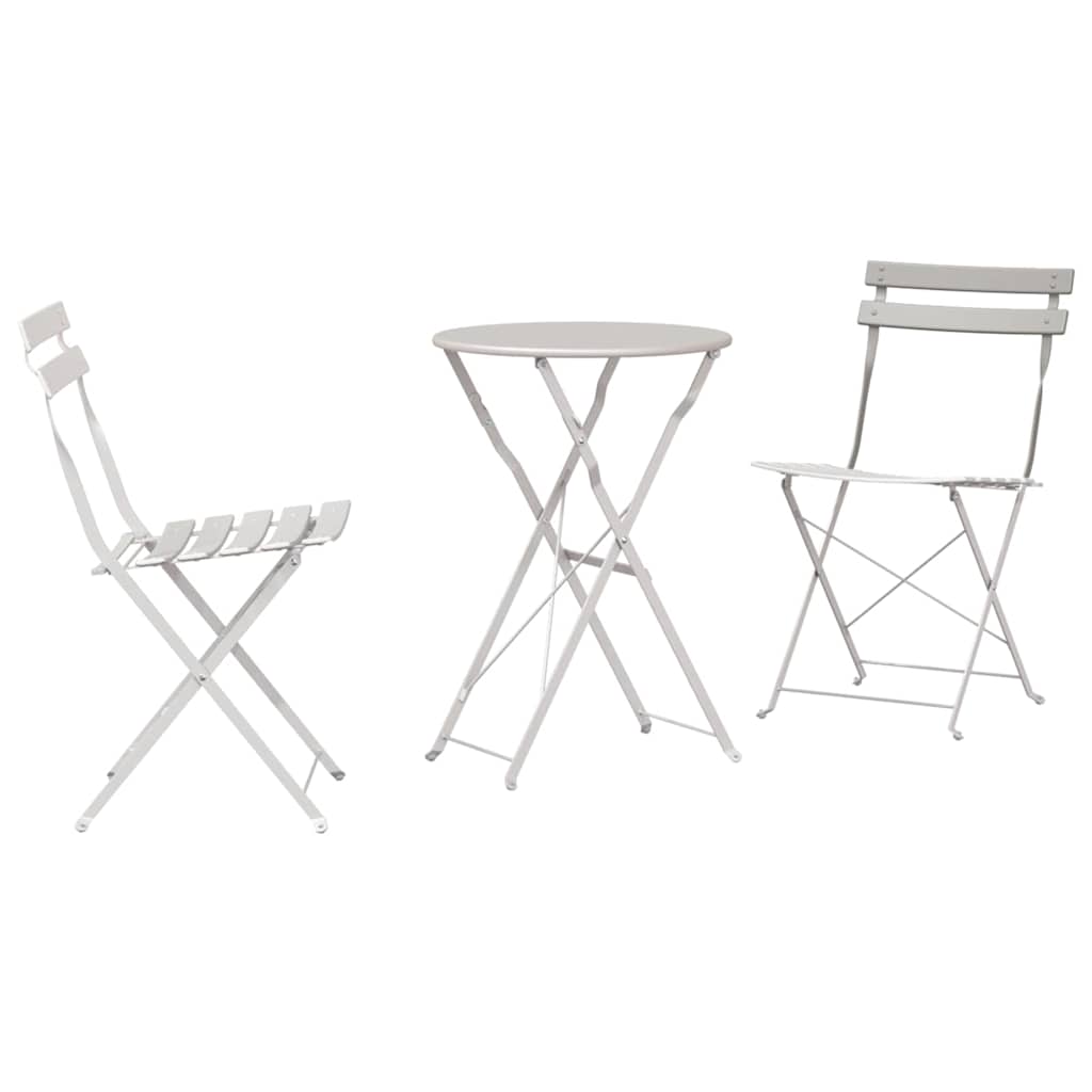 Sklopivi bistro set 3 pcs Bež Čelik