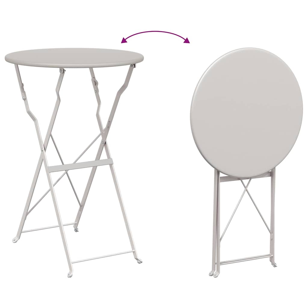 Sklopivi bistro set 3 pcs Bež Čelik