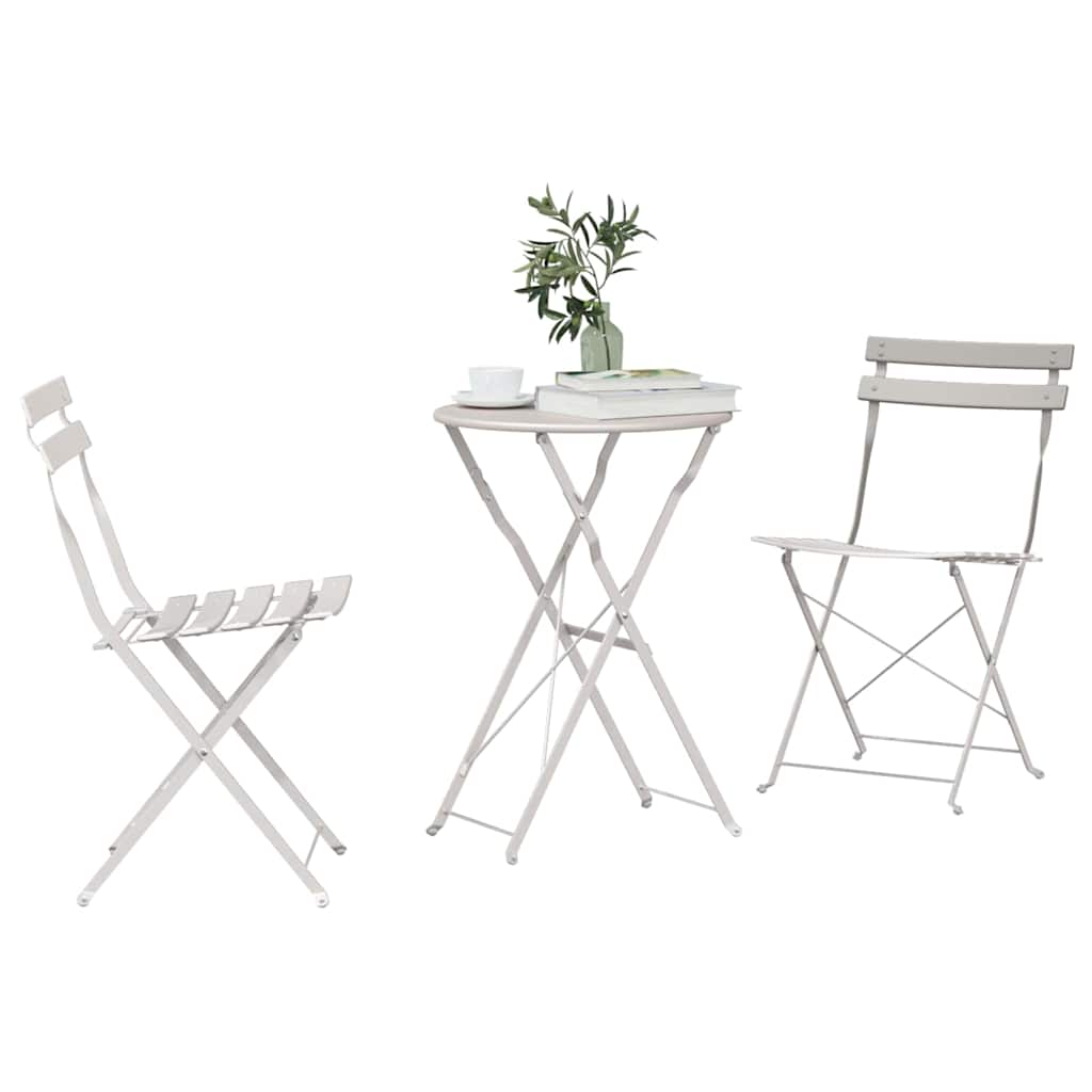 Sklopivi bistro set 3 pcs Bež Čelik