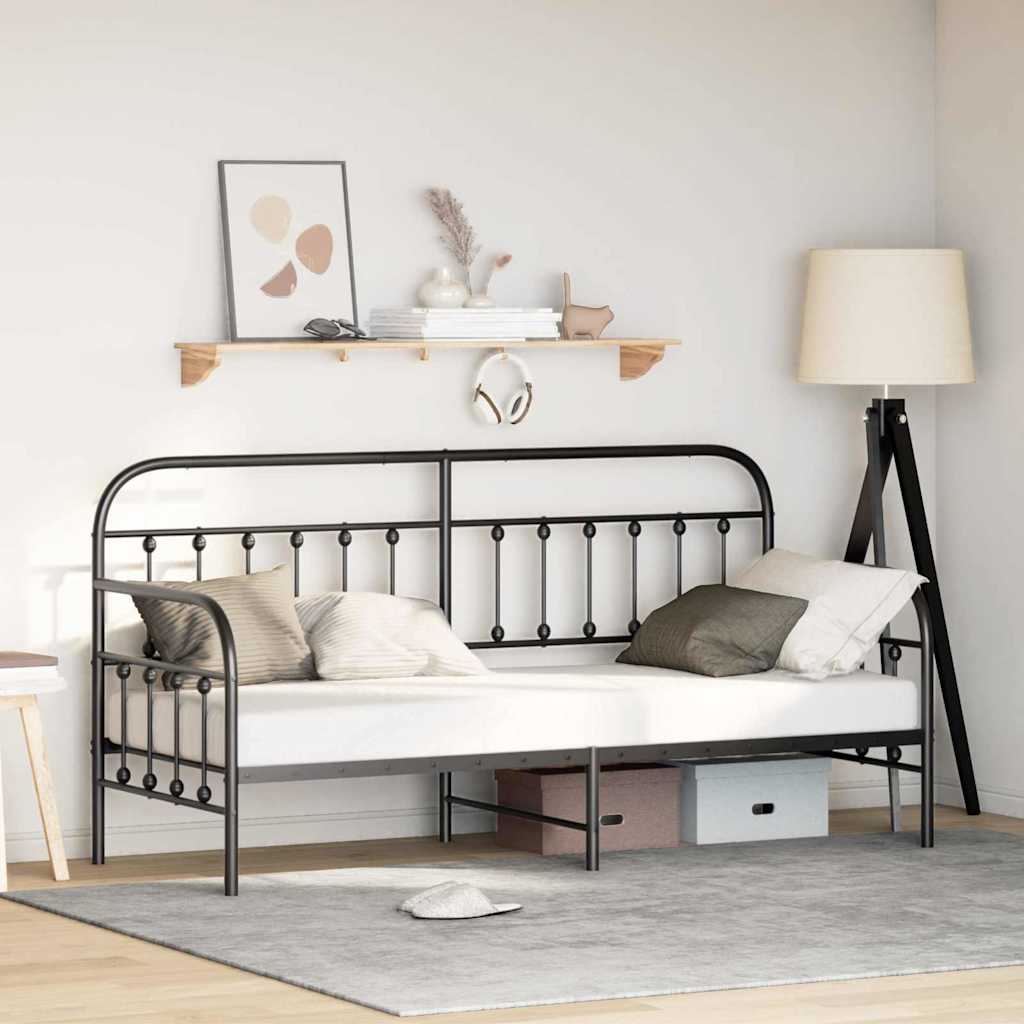 Krevet na kat Crna 75 x 190 cm Čelik s prahom premazan