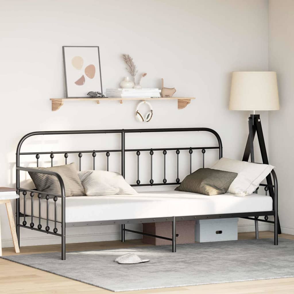 Krevet na kat Crna 90 x 200 cm Čelik s prahom premazan