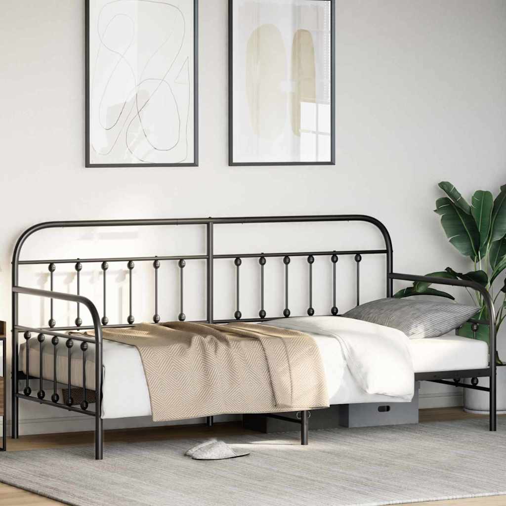 Krevet na kat Crna 90 x 200 cm Čelik s prahom premazan