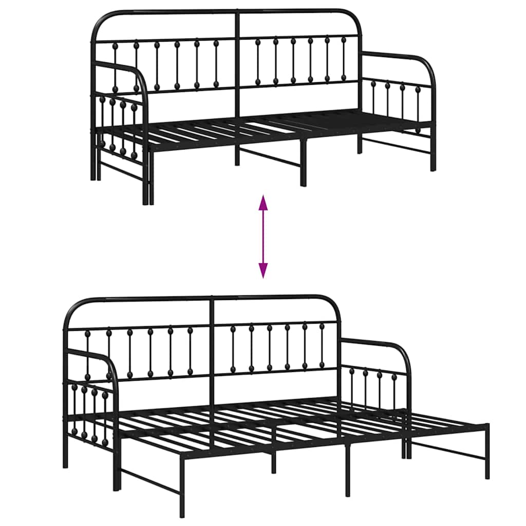 Krevet na kat Crna 80 x 200 cm Čelik s prahom premazan