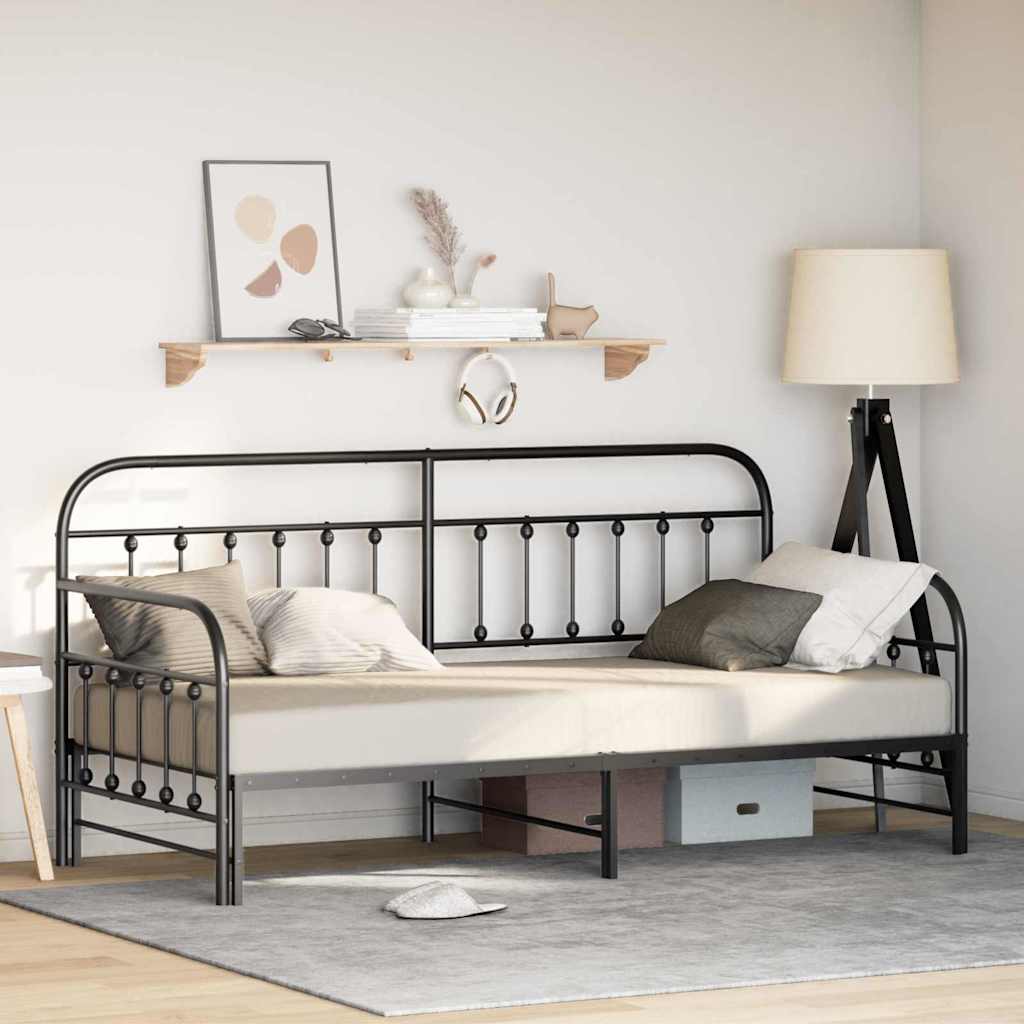 Krevet na kat Crna 90 x 200 cm Čelik s prahom premazan