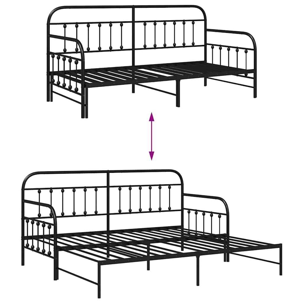 Krevet na kat Crna 90 x 200 cm Čelik s prahom premazan