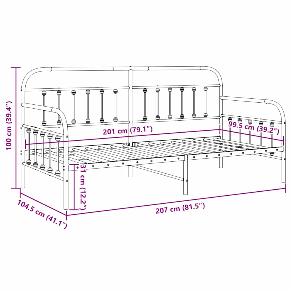 Krevet na kat Bijelo 100 x 200 cm Čelik s prahom premazan