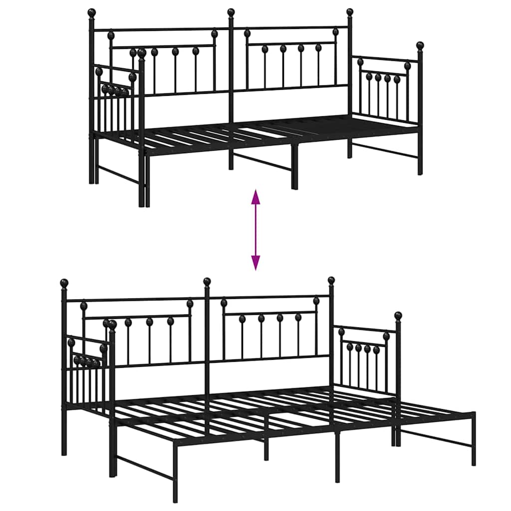 Krevet na kat Crna 80 x 200 cm Čelik