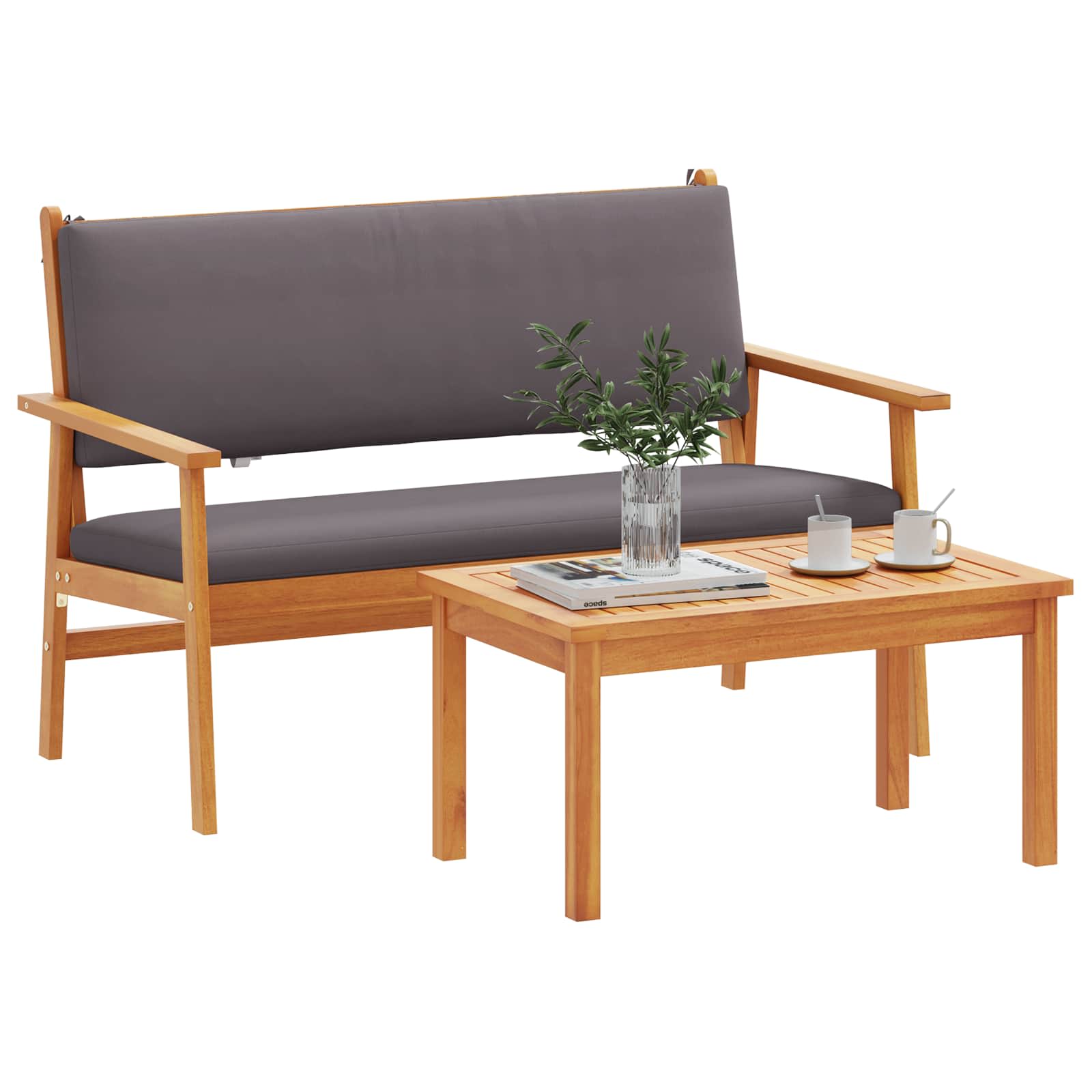 Sjedeća garnitura za vrt 2 pcs Antracit Čvrsto drvo akacije