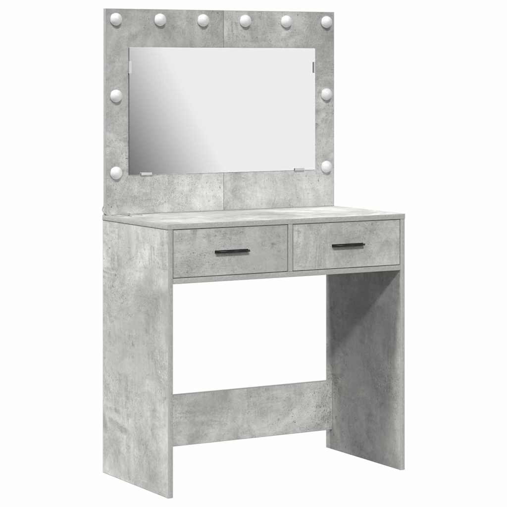Toaletni stol s ladicama Betonski sivi 78,5 x 41 x 135 cm