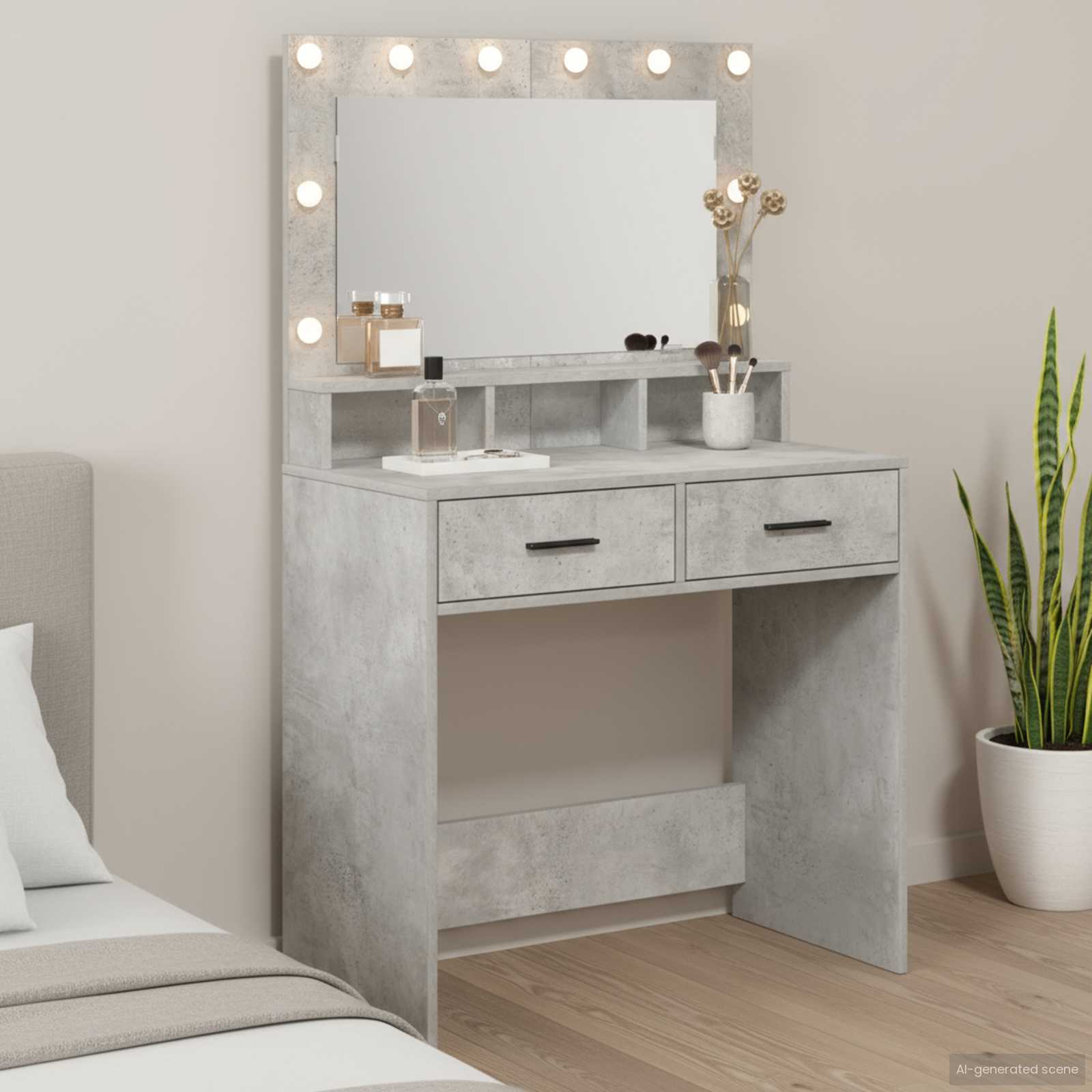 Toaletni stol Betonski sivi 79 x 41 x 135 cm Konstruirano drvo