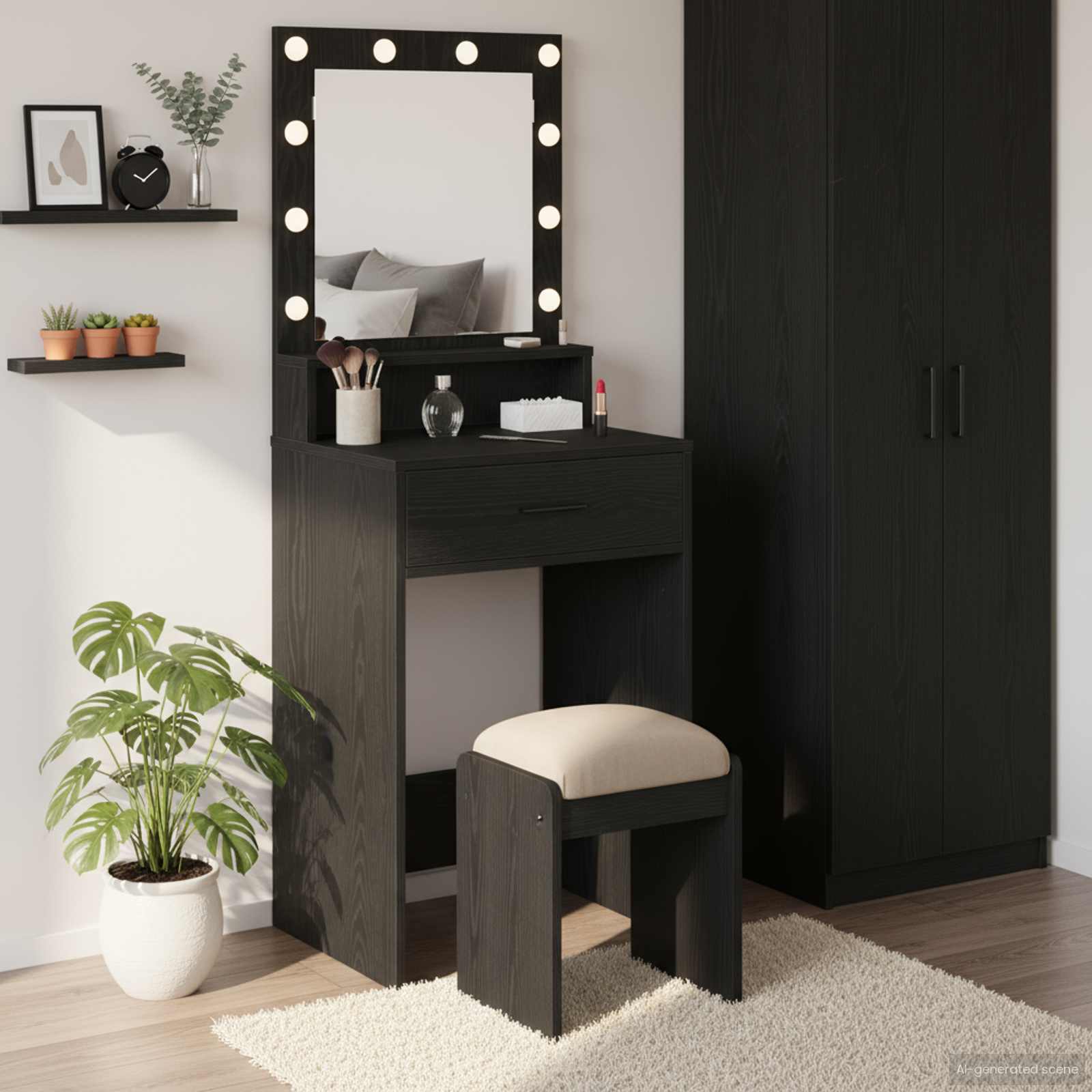 Toaletni stol Crni hrast 50 x 41 x 135 cm Konstruirano drvo