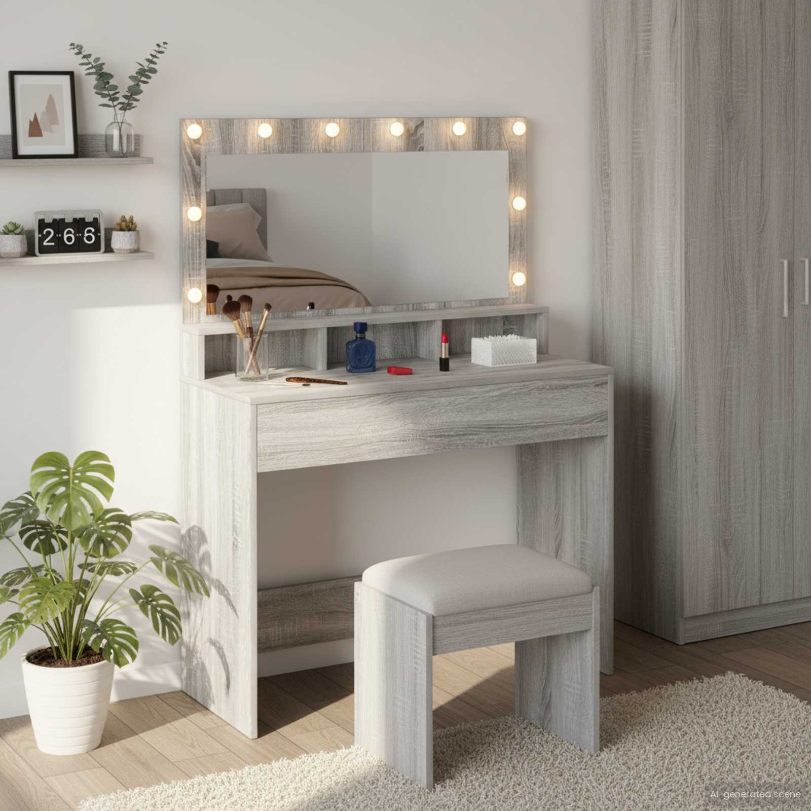 Toaletni stol Siva Sonoma 100 x 41 x 135 cm Konstruirano drvo