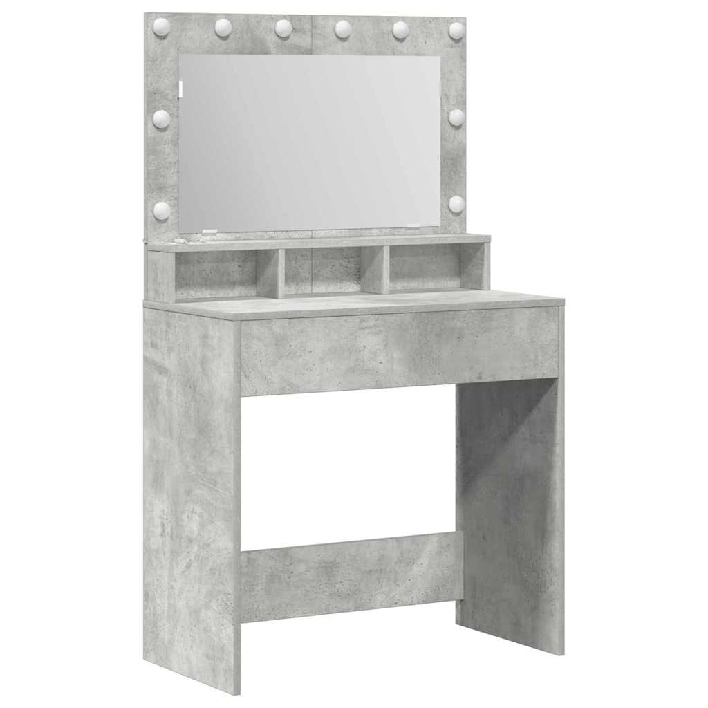 Toaletni stol s policom Betonski sivi 78,5 x 41 x 135 cm