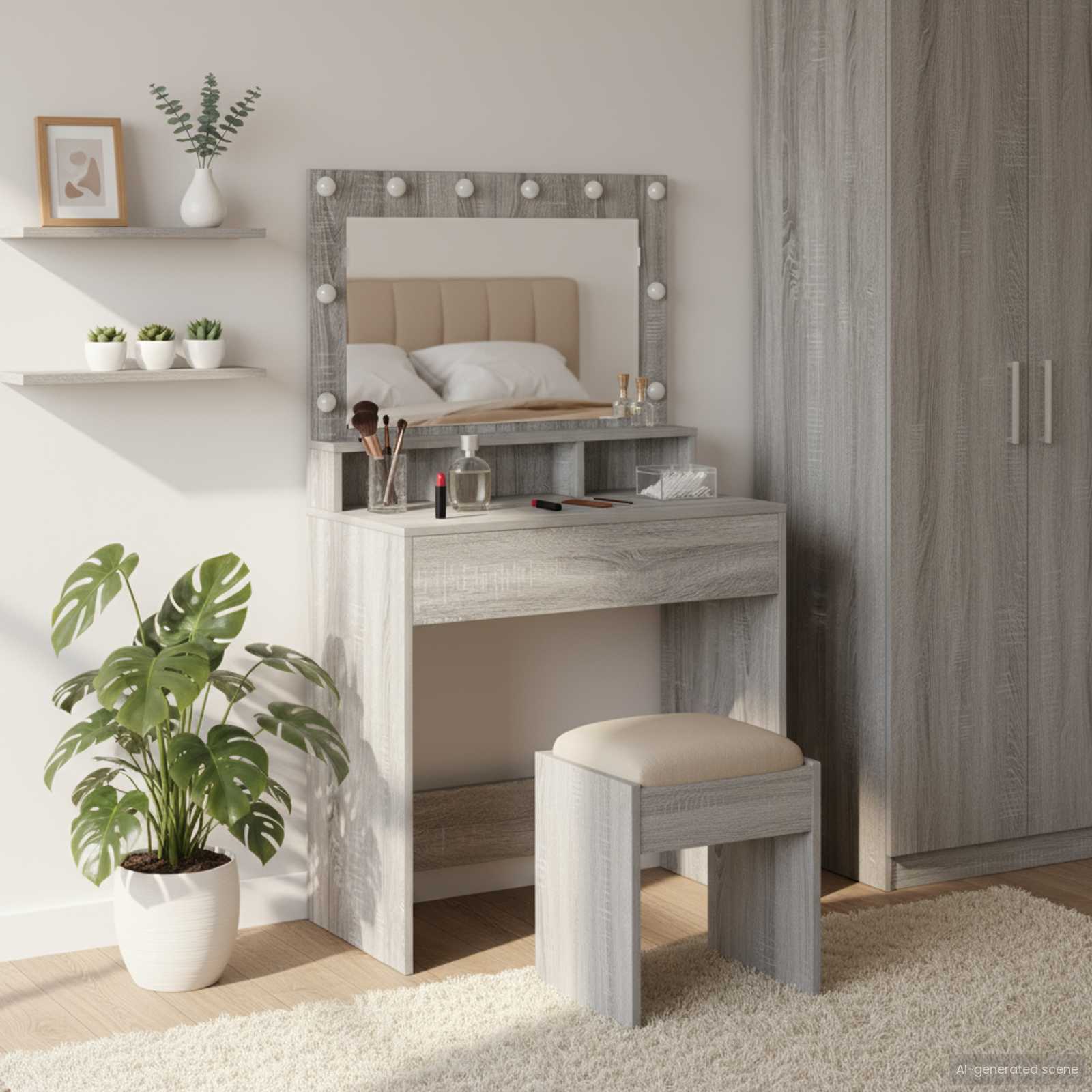Toaletni stol Siva Sonoma 78,5 x 41 x 135 cm Konstruirano drvo