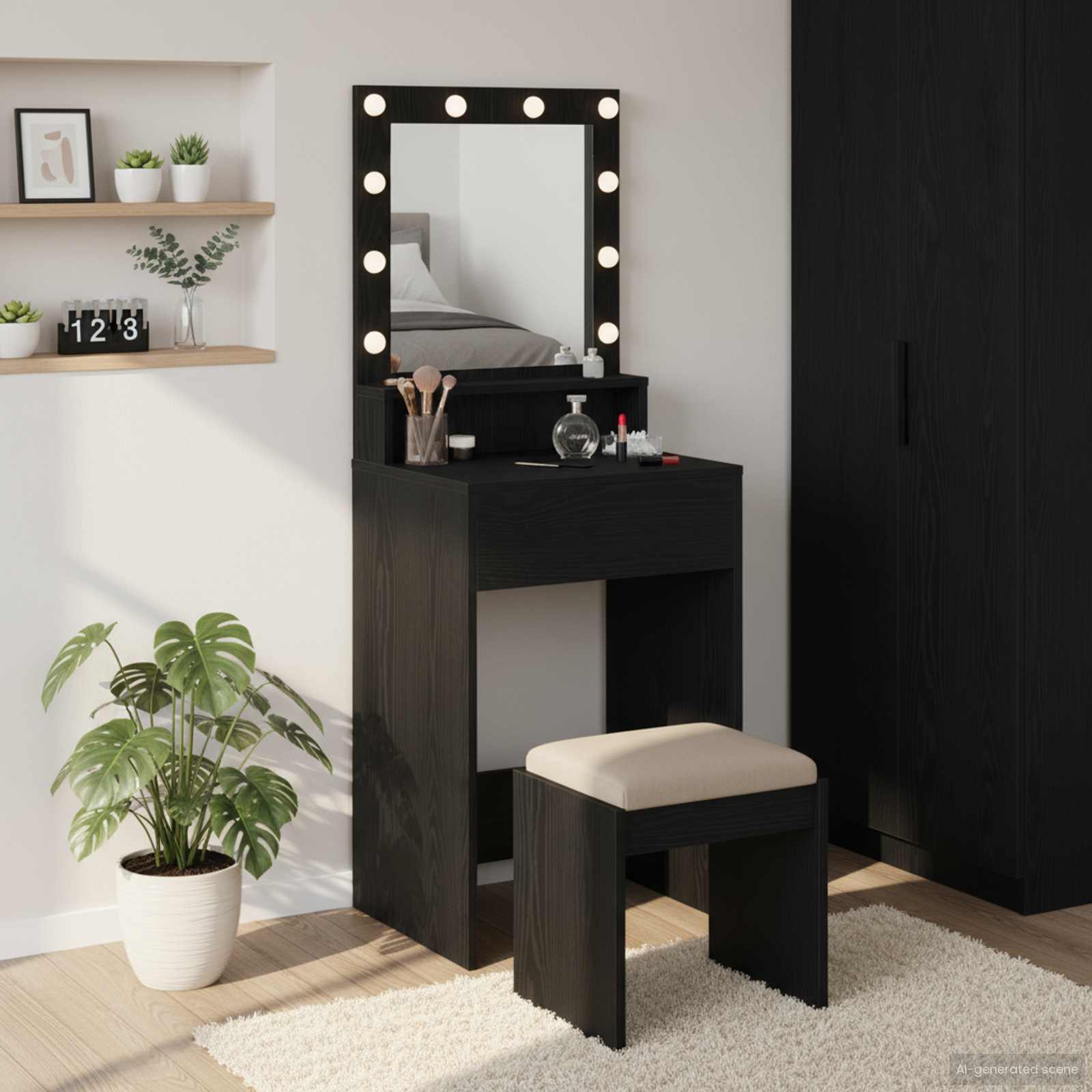 Toaletni stol Crni hrast 50 x 41 x 135 cm Konstruirano drvo