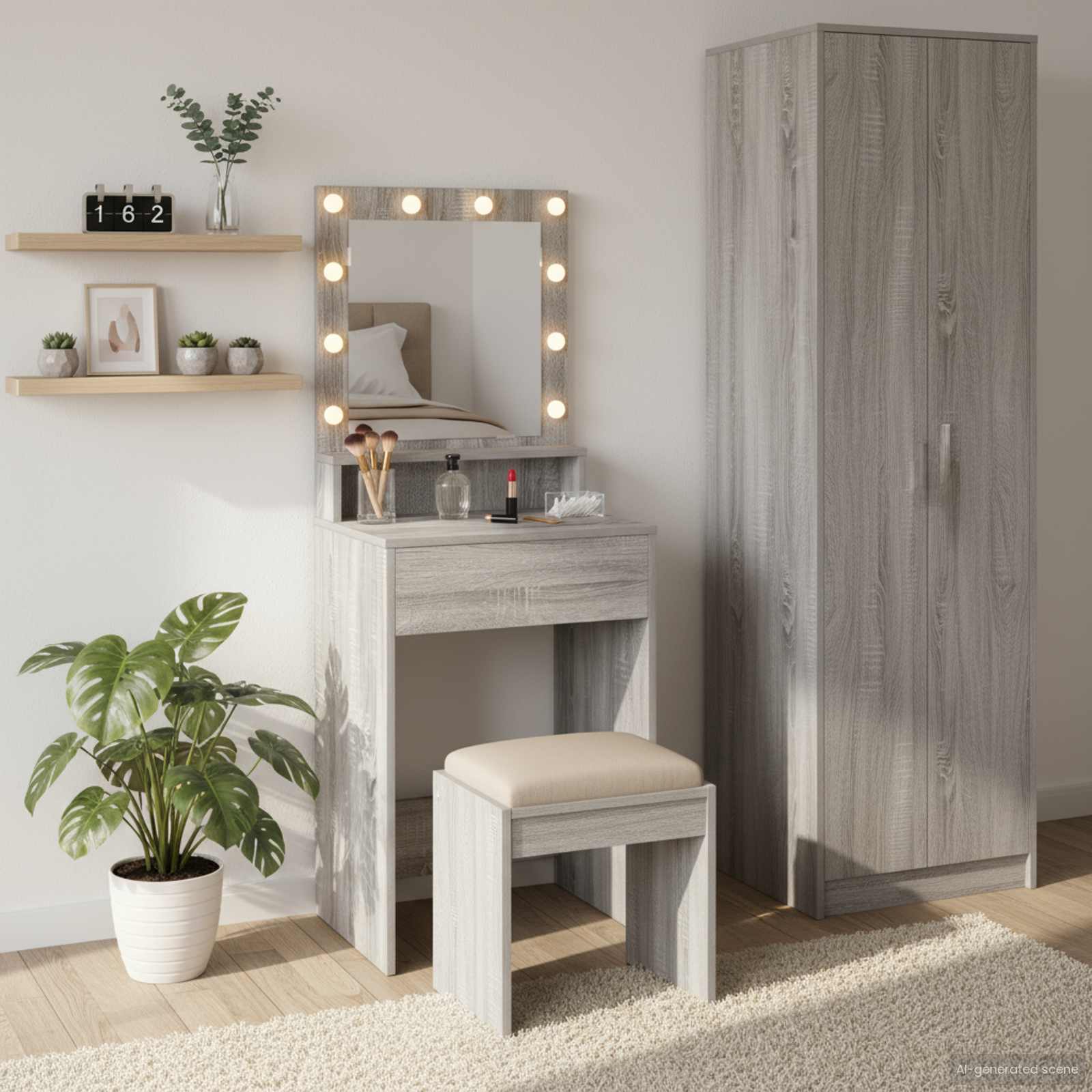 Toaletni stol Siva Sonoma 50 x 41 x 135 cm Konstruirano drvo