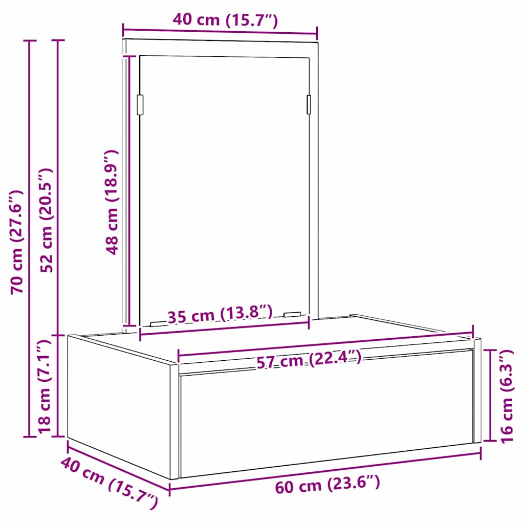 Toaletni stol Smeđa 60 x 40 x 70 cm Konstruirano drvo