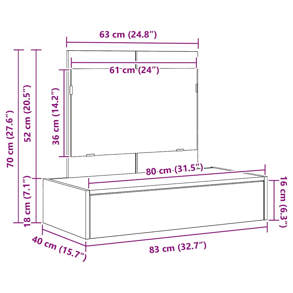 Toaletni stol Smeđa 83 x 40 x 70 cm Konstruirano drvo