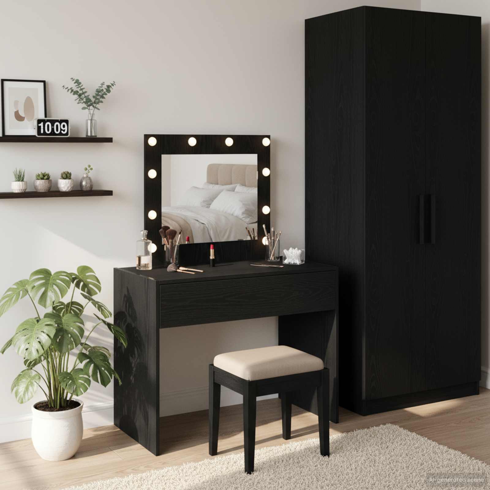 Toaletni stol s ladicama Crna 83 x 40 x 70 cm Konstruirano drvo