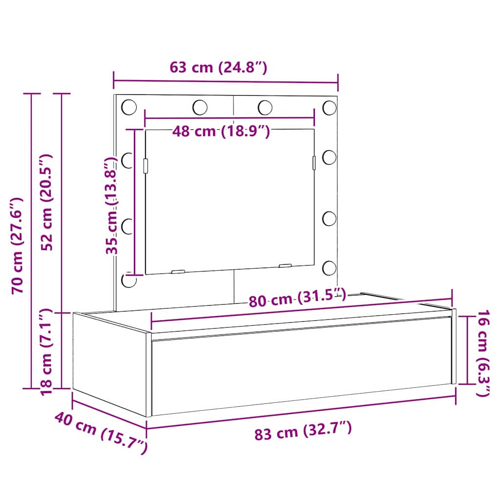 Toaletni stol Smeđa 83 x 40 x 70 cm Konstruirano drvo